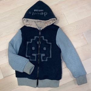 Roberto Cavalli Devils boys super soft fur lined knit hoodie jacket 8
